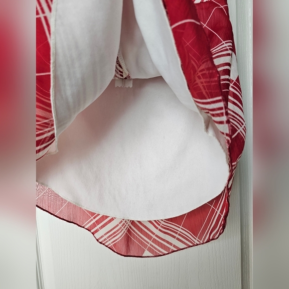 Studio Y Women's Red & White Chiffon Layered Halter Top, Adjustable Strap, SMALL - Picture 9 of 11